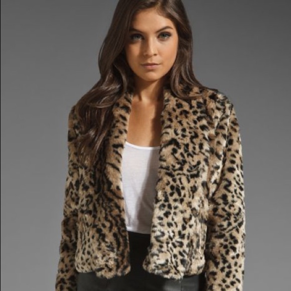 Jack by bb Dakota leopard faux fur jacket size S